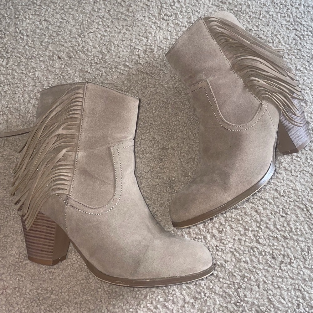 Women’s suede tassel booties